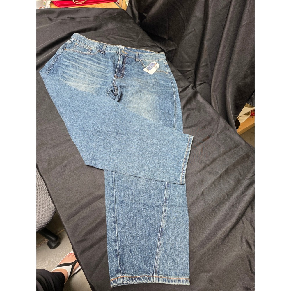 Time and Tru Womens High Rise Barrel Jeans Dark Wash Denim Size 18 NWT